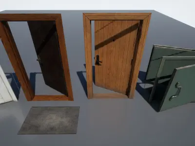 Post Soviet Doors UE4 Low-poly 3D model