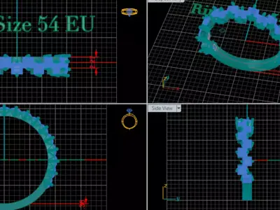 Square Princess Cut Diamond Ring 3D Model 3D print model