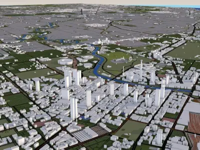 Melbourne City Australia Low-poly 3D model