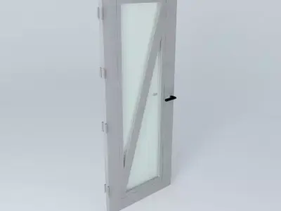 3D door very detail with glass, lock and hinger. Free 3D model