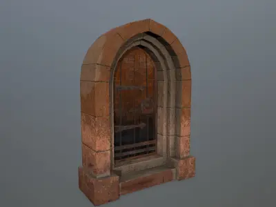Medieval  Door Low-poly 3D model