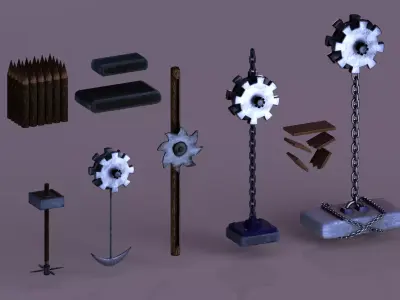 Pixel-Style Dungeon Trap Pack 3D model