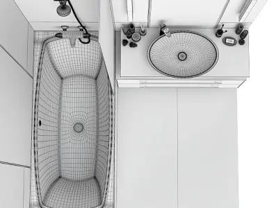 Furniture and decor for a small bathroom 3D model