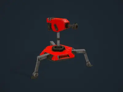 Turret robot Low-poly 3D model
