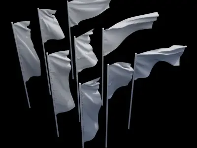 Flags of Russia Ukraine Belarus Free 3D model