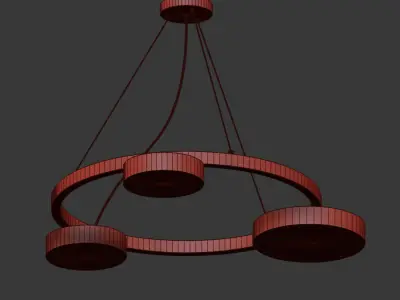 Gold Led Ring Chandelier 3D model