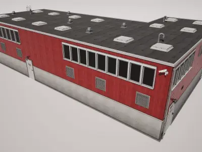  Industrial Warehouse Building Low-poly 3D model