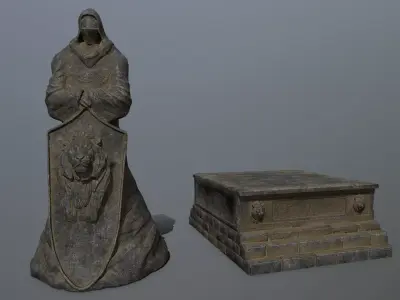 statue 3 lord of rings Low-poly 3D model