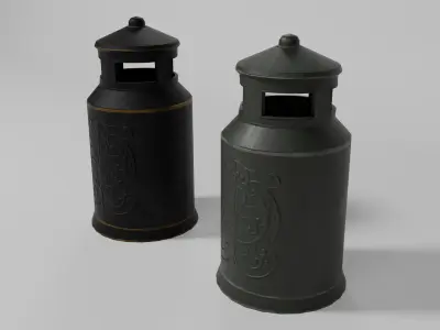 Metal Street Bin - Game Ready - Paris Street Style Low-poly 3D model