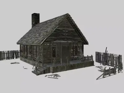 Derelict Cabin Low-poly 3D model