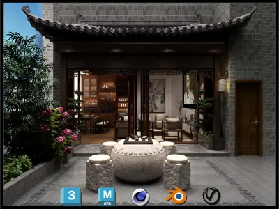 Photorealistic Balcony Garden Kit PBR Textures Modular 3D Models Low-poly 3D model