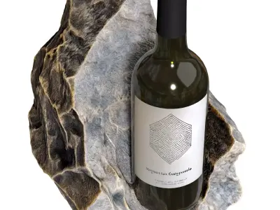 Handcrafted stone wine bottle stand holder  3D model