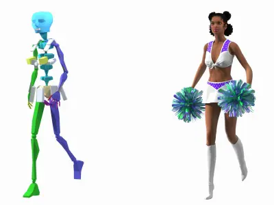 Teenage Light Skin Black Girl Cheerleader Rigged 3D model
