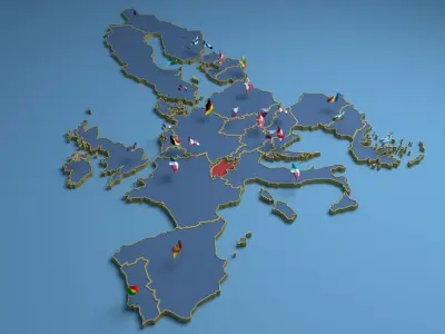 Detachable states of the European Union Low-poly 3D model