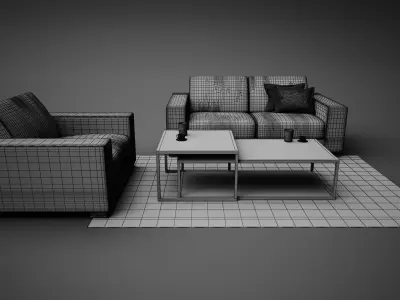 Sofa Set - Home and Office Furniture 01 3D model