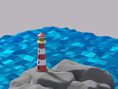 Cartoon Light House 3D model