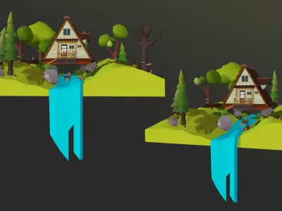 House in woods Low-poly 3D model