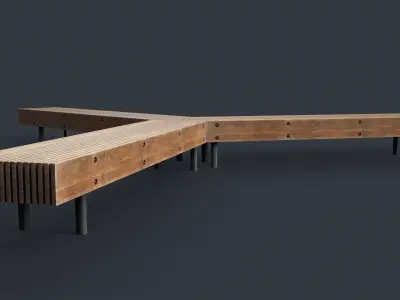 Modern Outdoor Bench 56 PBR Game Ready Low-poly 3D model