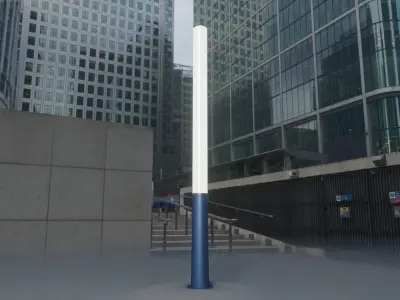 Low-Poly Blue Light Column 13 - Street Light Set-9 Low-poly 3D model