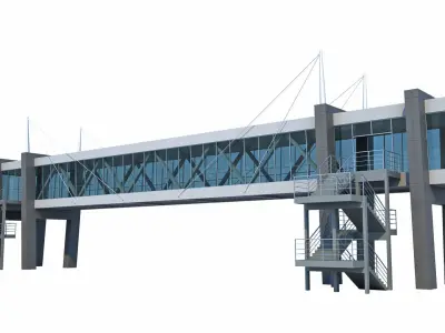 Street Pedestrian Bridge 3D model