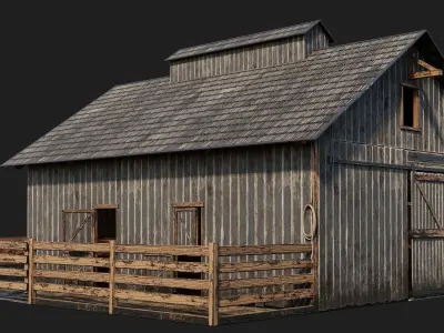09-10-11-12  - Farm Buildings 4K PBR GameReady Low-poly 3D model