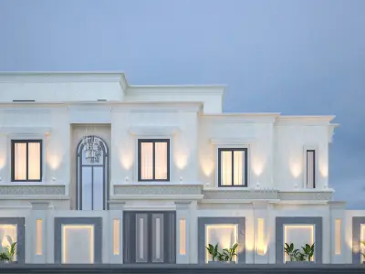 Elevation Front villa Low-poly 3D model