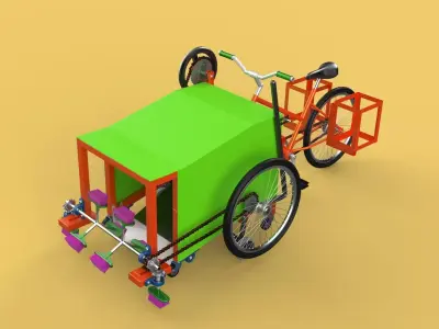 SWEEPER PEDAL BIKE TRICYCLE BICYCLE CLEANER SWAB MOP MACHINE 3D model