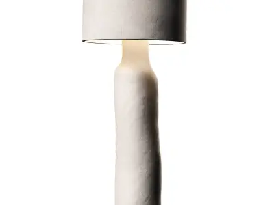Contemporary Papier Mache Floor Lamp minimal white 3D model