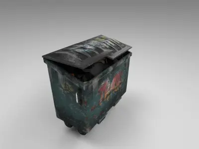 dirty low poly dumpster Low-poly 3D model