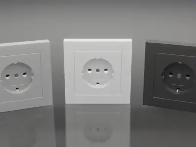 Plug Socket Europe Low-poly 3D model