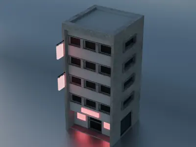 Old Hotel Building  Low-poly 3D model