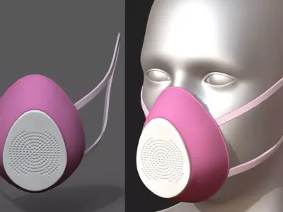 Gas mask respirator pink  Low-poly 3D model