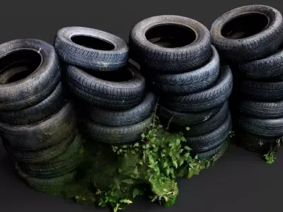 tires street abandoned barricade pt2 PBR photogrammetry Low-poly 3D model