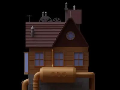 Steampunk house Free low-poly 3D model