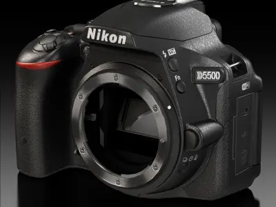 Nikon D5500 DSLR camera Low-poly 3D model