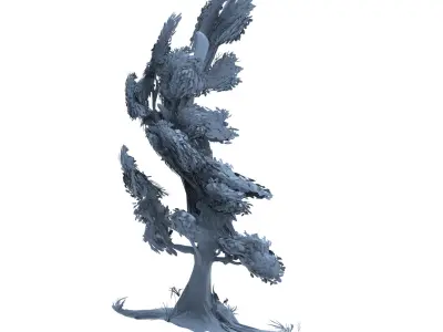 Norfolk stylised  windy tree collection 1 3D model