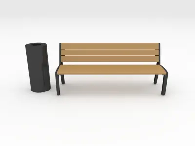Bench Park 31 Low-poly 3D model