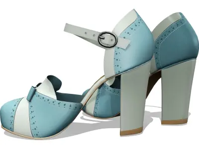 Retro Vintage Heel Shoes Low-poly 3D model