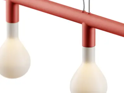 Chromed and Matte Red Pom Pom 5 Linear Pendant from Calligaris 3D model