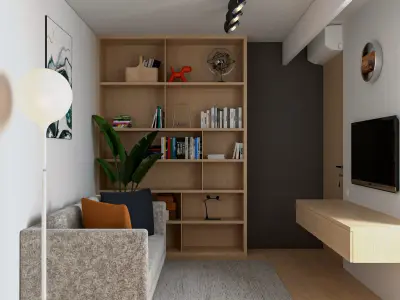 Creative Working Space - Home Office Interior Low-poly 3D model