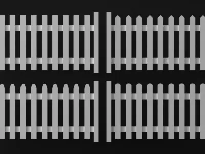 Four low poly fences Low-poly 3D model