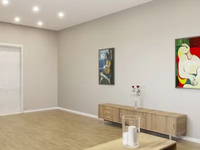 Simple Interior scene with artwork Free 3D model