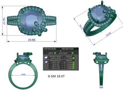 Women Ring  Render 3dm STL OBJ FBX Details 3D print model 59