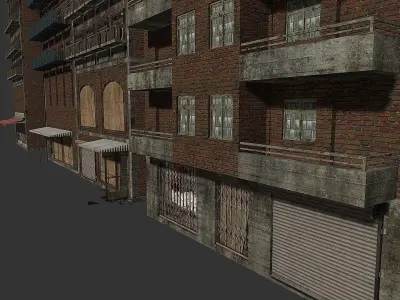 Realistic Red Brick House Architecture Low-poly 3D model