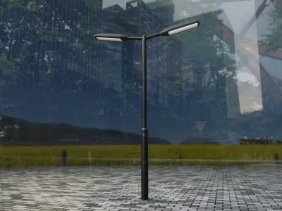 Street Light 11 version 2  3m with pole 3 Low-poly 3D model