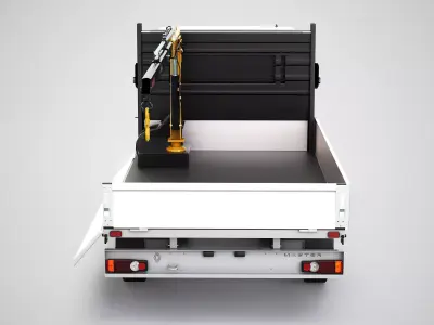 Renault Master Tipper Flatbed Crane Truck PBR Textured Low-poly 3D model