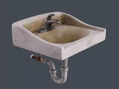 Dirty Bathroom Sink - PBR Game Ready Low-poly 3D model
