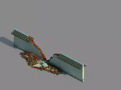 Game Grass Temple Village - broken wall 03 3D model