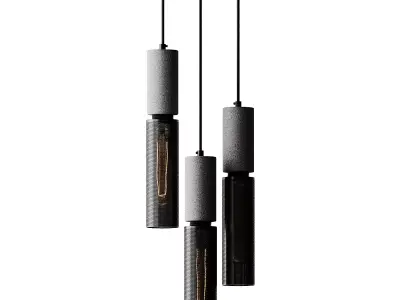 Concrete Cylinder 1 Pendant Light 3D model