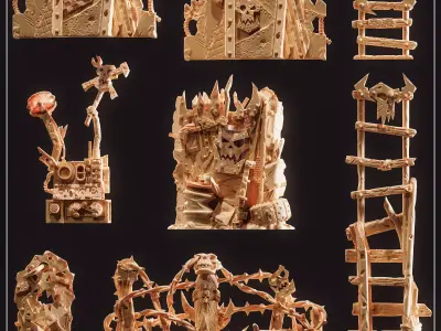 Orks Barricades Kill team upgrade pack Kommandos terrain 3D print model